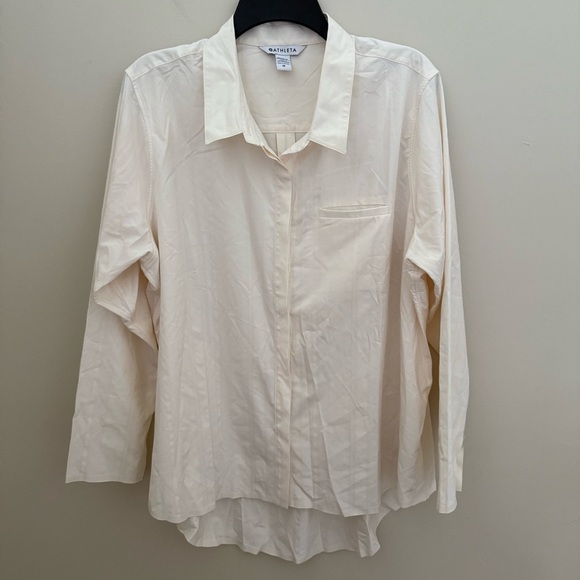 NEW Athleta Plus Size Cream Urbanite Long Sleeve Collared Button Up Shirt - Picture 13 of 14